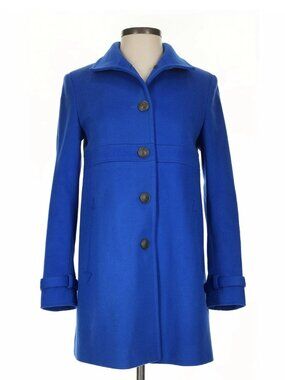 Rag & Bone Cobalt Blue Wool Coat XS Made in USA Car Coat Logo Buttons Old Money